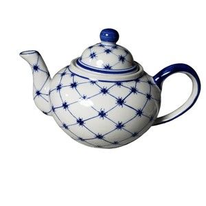 Andrea by Sadek White & Blue Thailand Teapot - As is Vintage